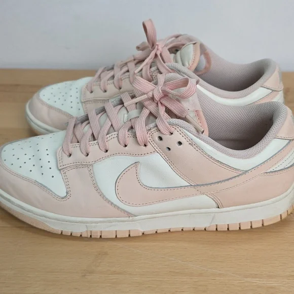 Nike-style Women's Dunk Low Top Sneakers in Light Pink and White Used Size 10 - Picture 4 of 12